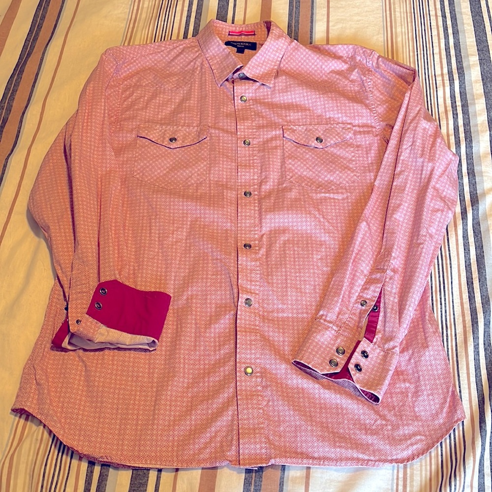 Banana Republic Stretch Poplin Western Snap Shirt